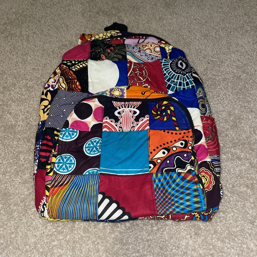 African Wax Print Patchwork Backpack Quilted Multicolor‎ Boho Festival Bag